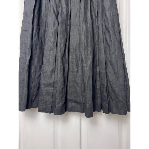Onde Skirt 100% Linen Pleated Lined Black Flowy Skirt Size 6 - Picture 8 of 15